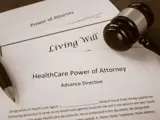 Image of a living will and gavel